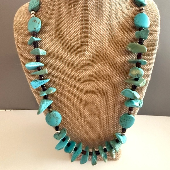 Southwestern Turquoise Colored Howlite Gemstones and Heishi Stones Nickel Silver - Picture 3 of 3